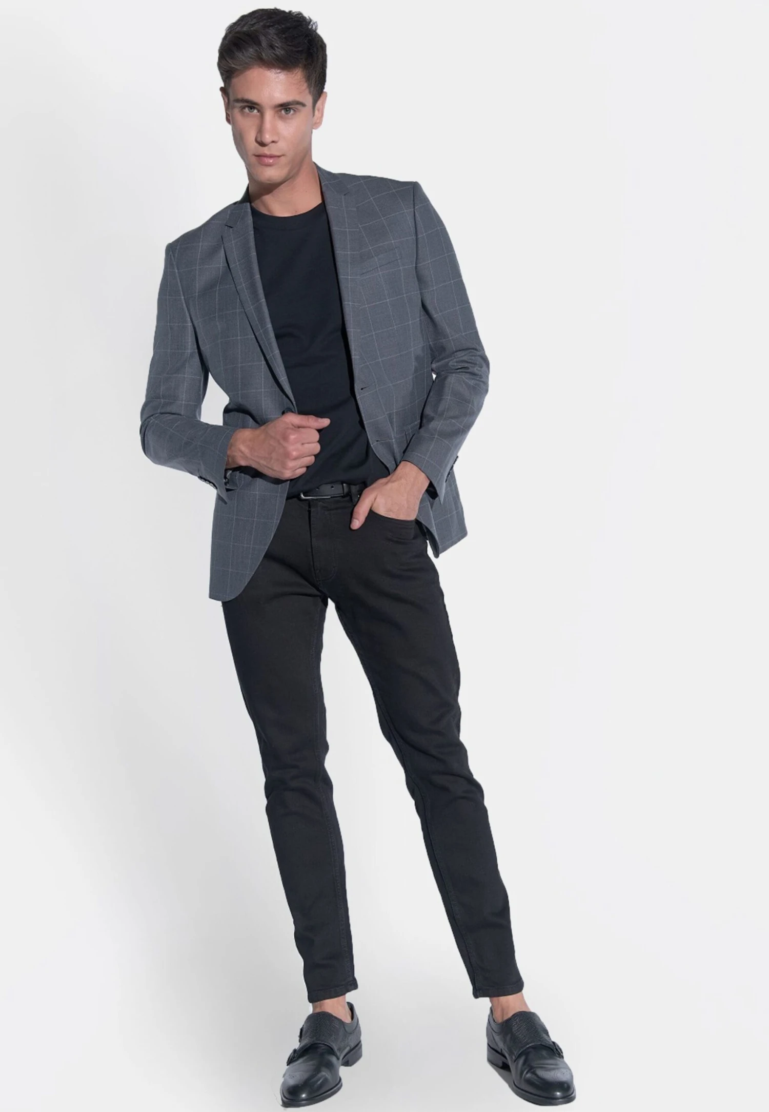 Colberts Slim Fit Business-colbert Heren Lichtgrijs / Grijs Gemêleerd 3 Colberts Slim Fit Business-colbert Heren Lichtgrijs / Grijs Gemêleerd - Afbeelding 3