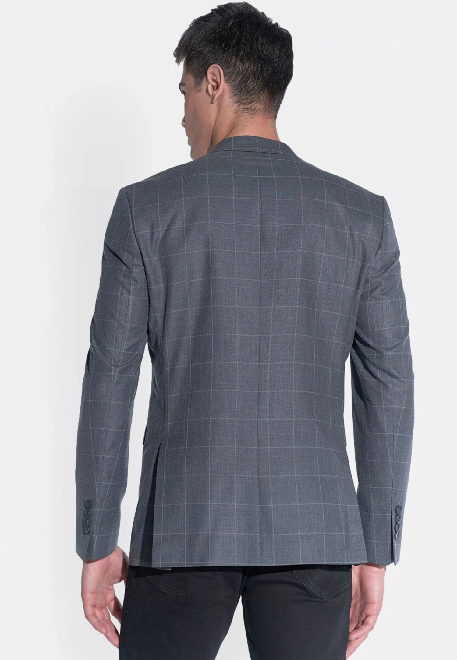 Colberts Slim Fit Business-colbert Heren Lichtgrijs / Grijs Gemêleerd 4 Colberts Slim Fit Business-colbert Heren Lichtgrijs / Grijs Gemêleerd - Afbeelding 4